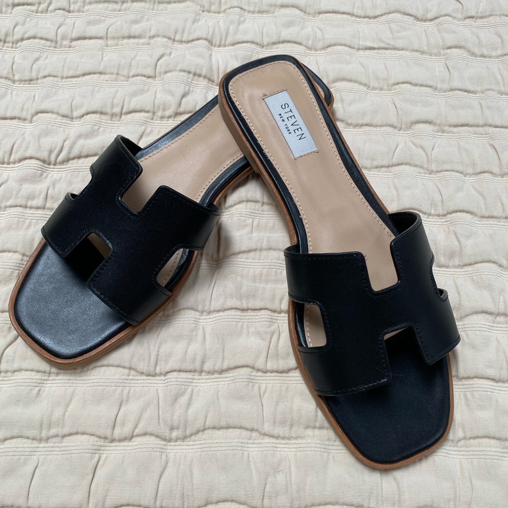 Steve Madden Black Slide Sandals